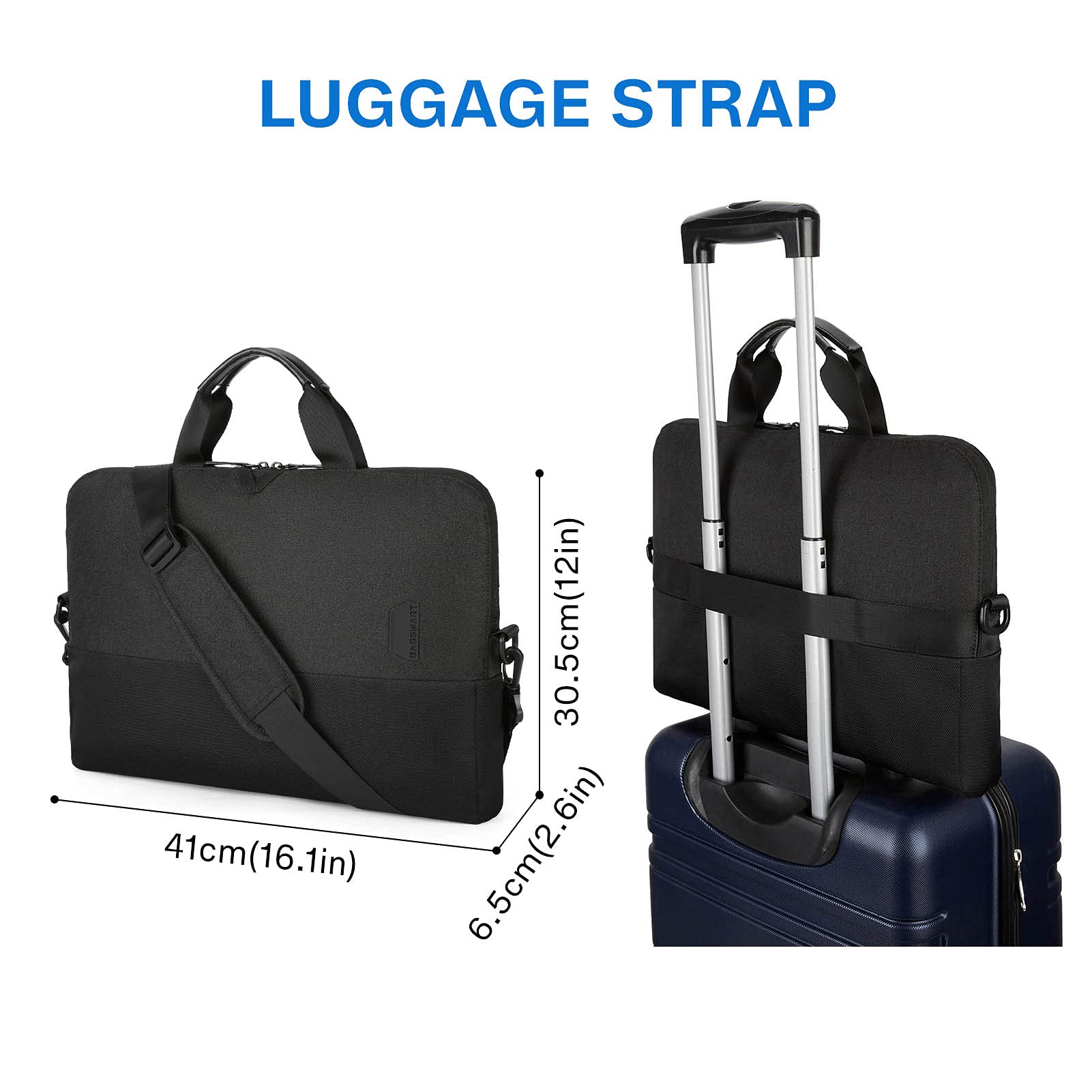 BAGSMART 15.6 Inch Laptop Case for Business Travel, Water-Resistant Protective Computer Bag, Office Briefcase Organizer, Black