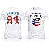 Benito Bowl T Shirt White 100 Percent Cotton Front and Back Text Design Unisex Fit