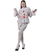 Adult Scary Clown Costume for Women with Top and Shorts, Halloween Horror Outfit for Carnival Cosplay