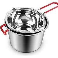 Stainless Steel Double Boiler Pot,3 Cup Capacity Metal Melting Pot with Heat Resistant Handle,600ml Steel Universal…
