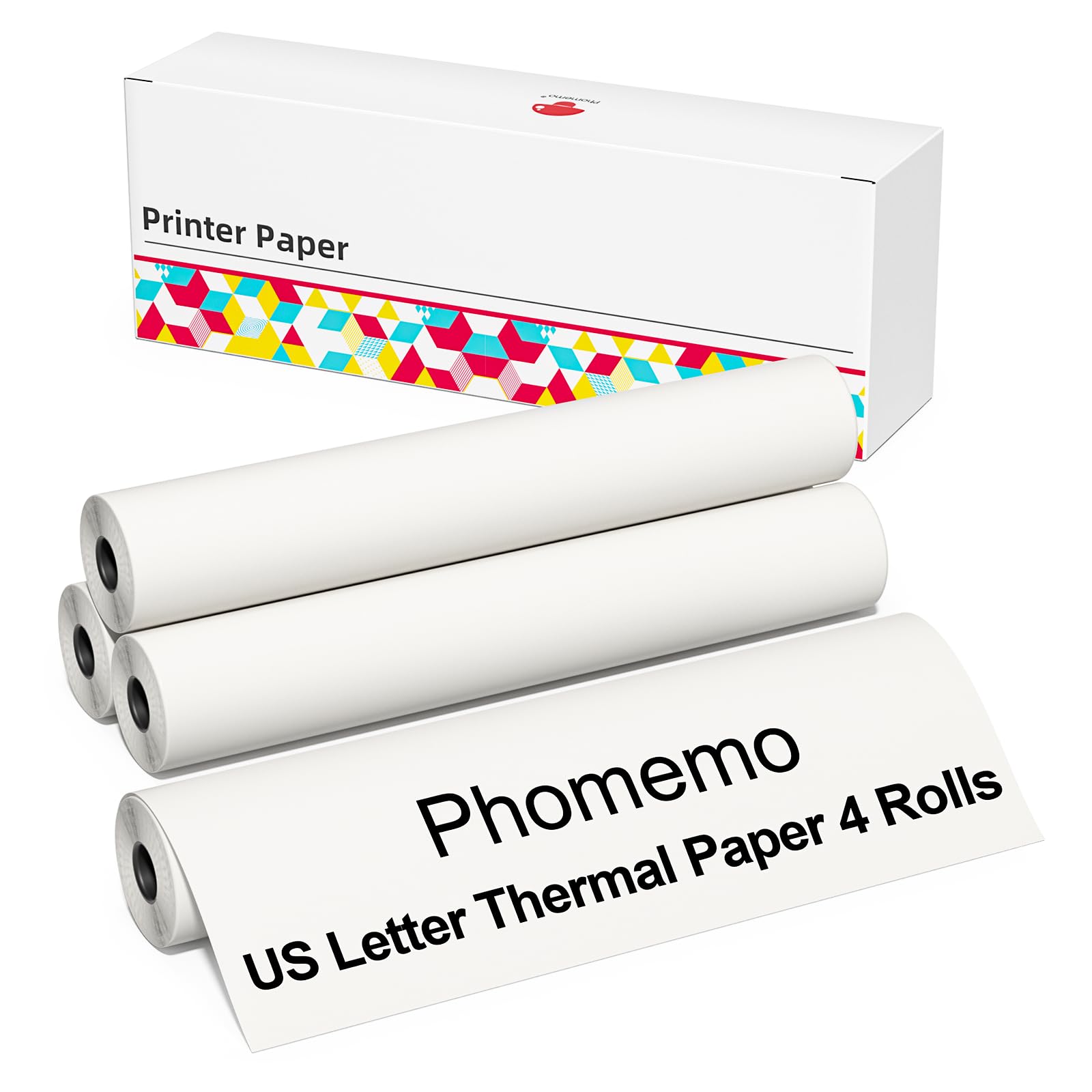 Phomemo Thermal Printer Paper - US Letter Size Paper 4 Rolls, 216mm x 6.5m (8.5" x 256"), Compatible with Phomemo M832/M833/M834 Portable A4 Printer, for Travel, Home, Photo, Invoice, Contract