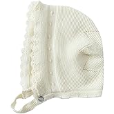 Vivobiniya Toddler and Baby Girl Knit Lace Bonnet Newborn Girl Hats Winter Fall caps Christmas Hats