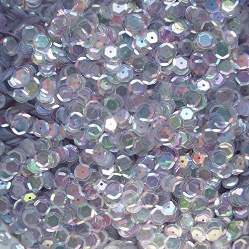 8mm Cup Sequins Pale Blue Crystal Iris Rainbow Iridescent Loose Facet Paillettes Made in USA
