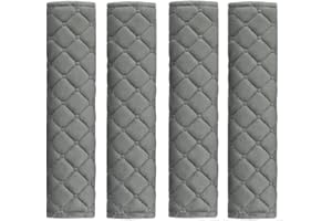 MIRKOO Car Seat Belt Cover Pad, 4-Pack Soft Car Safety Seat Belt Strap Shoulder Pad for Adults and Children, Suitable for Car Seat Belt, Backpack, Shoulder Bag, Laptop Computer Bag(4-Gray)
