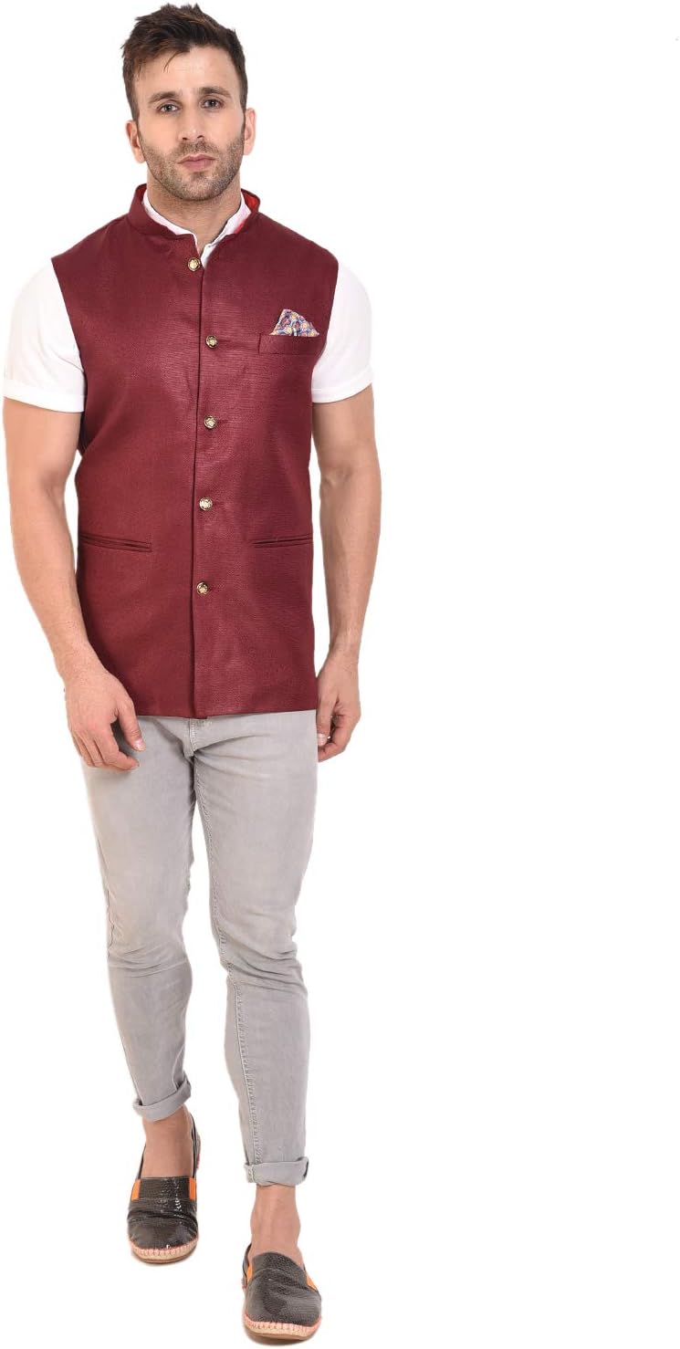 Rangoli Jaipur Jute Modi Jacket/Nehru Jacket for Men