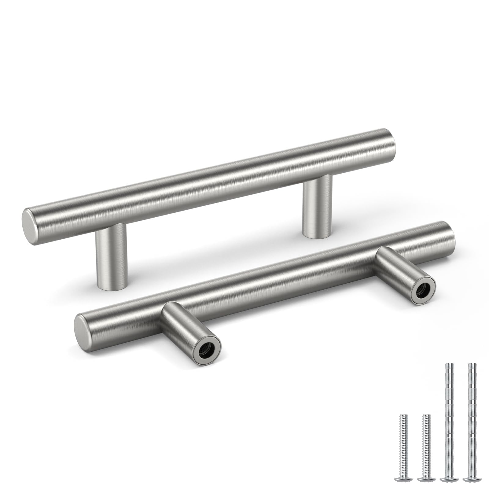 LS201BSS T Kitchen Cupboard Door Pull Handles Hollow Stainless Steel Furniture Handles Railing Handle with Screws Pack of 15