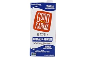 Good Karma Non Dairy Vanilla Flaxmilk (32 oz Carton) Vegan Protein Packed & Lactose Free Plant Based Milk Alternative