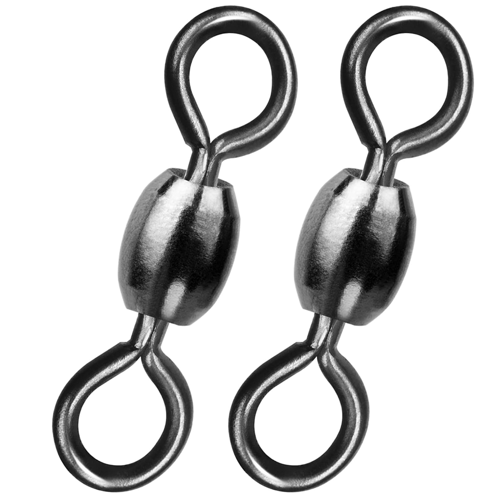 9KM DWLIFE Fishing Swivels Terminal Tackle 50pcs,Black Crane Rolling Barrel Swivel Connector for Sea Carp Fishing (Size 2/0
