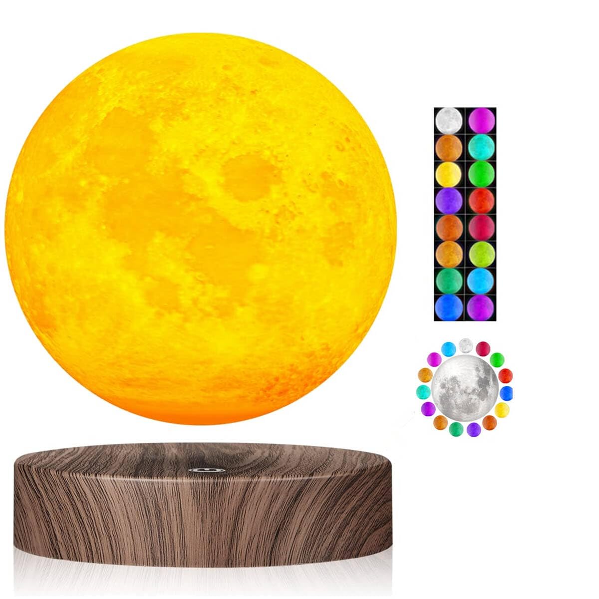 VGAzer Levitating Moon Lamp,Floating and Spinning in Air Freely with Luxury Faux Wooden Base and 3D Printing LED Moon Light,for Unique Gifts,Room Decor,Night Light,Office Desk Tech Toys