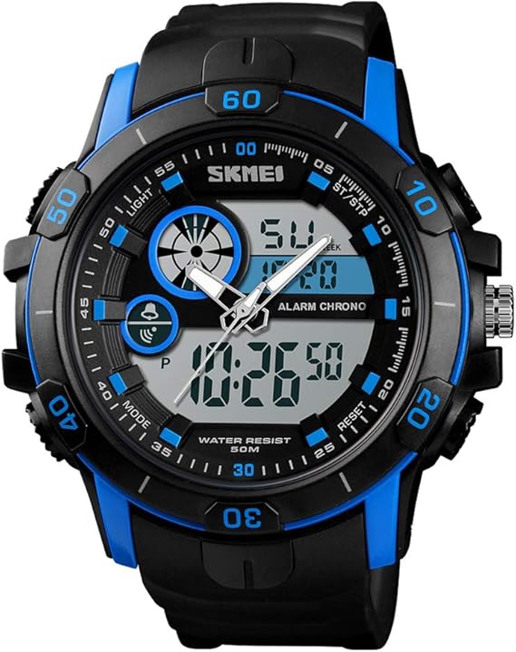 Amazon Achicoo 腕時計 メンズ デジタル クォーツ時計 世界時間 日付週 Elライト 防水 アラーム スポーツ 青 メンズ腕時計 腕時計 通販