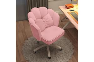 HDHNBA Vanity Chair Velvet Petal Desk Chair Upholstered Modern Tufted Home Office Chair with Back, Height Adjustable Computer Task Chair for Bedroom Living Room