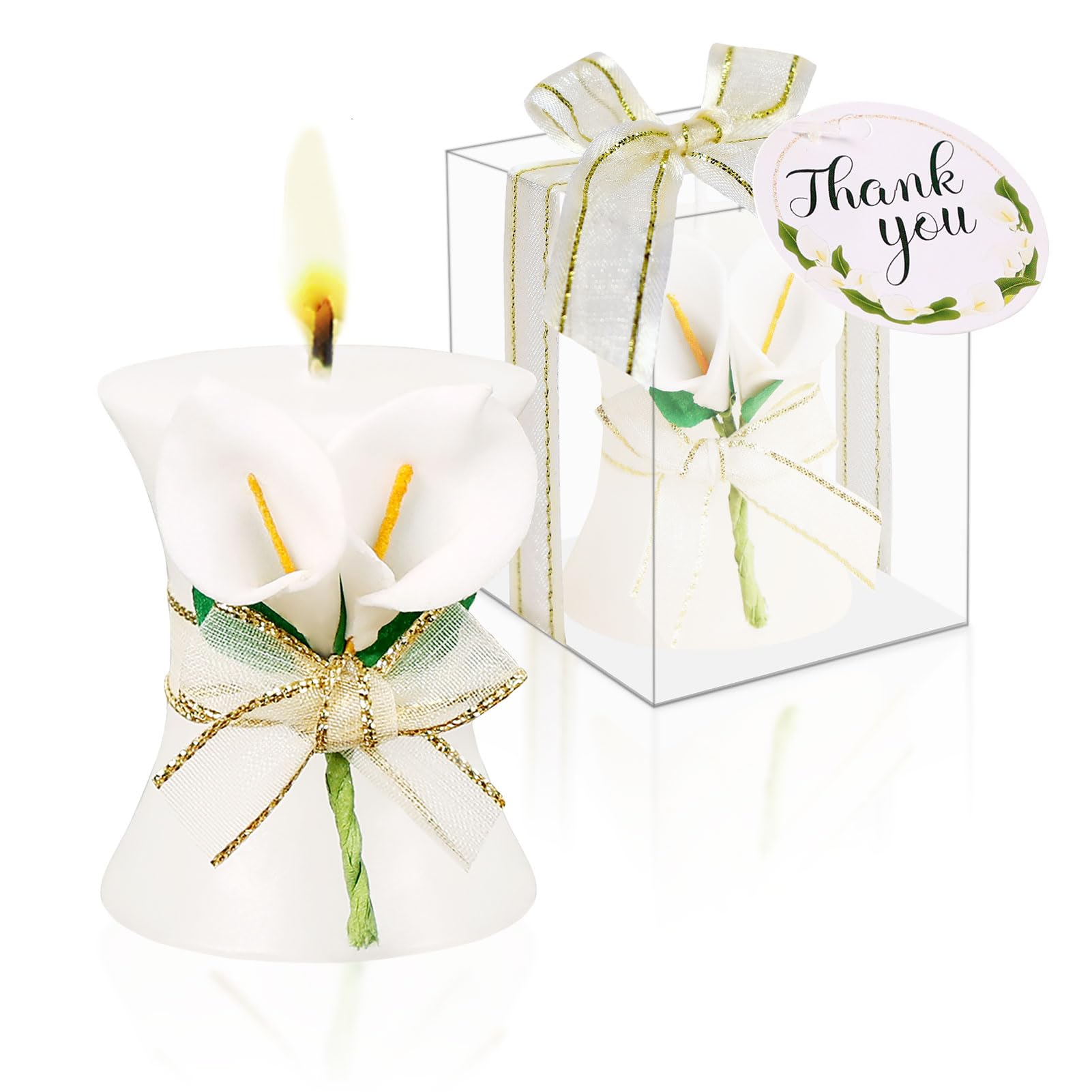 AIXIANG 24 Pack Wedding Candles Favours For Guests Calla Lily Style Candle Favours Gift Boxed With Thanks Cards for Bridal Shower Favours Return Gifts Wedding Favours Party Decorations