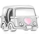 Doyafer Pink Heart Car Charm Beads 925 Sterling Silver Bead Bracelets For Women Charms Birthday Gifts For Family Friends