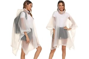 HOOMBOOM Reusable Rain Ponchos with Drawstring Hood for Adults, Waterproof Thicken Rain Coat, 2 Packs