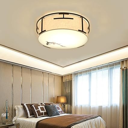Amazon Com Bosslv Drum Ceiling Lamp Modern Round Cloth Shade