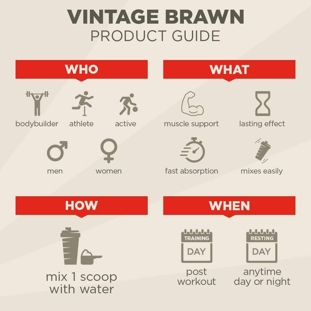 Vintage Brawn Protein - Muscle-Building Protein Powder - The First Triple Isolate of Premium Egg, Milk (Whey and Casein), and Beef Protein - Vanilla Milkshake with Zero Sugars and No Artificials: Health & Personal Care