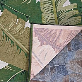 Couristan Dolce Palm Lily Indoor/Outdoor Area Rug, 4' x 5'10", Hunter Green-Ivory 61tUDczFheL