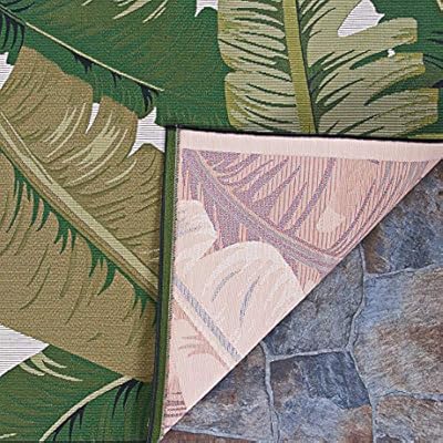 Couristan Dolce Palm Lily Indoor/Outdoor Area Rug, 4' x 5'10", Hunter Green-Ivory 61tUDczFheL