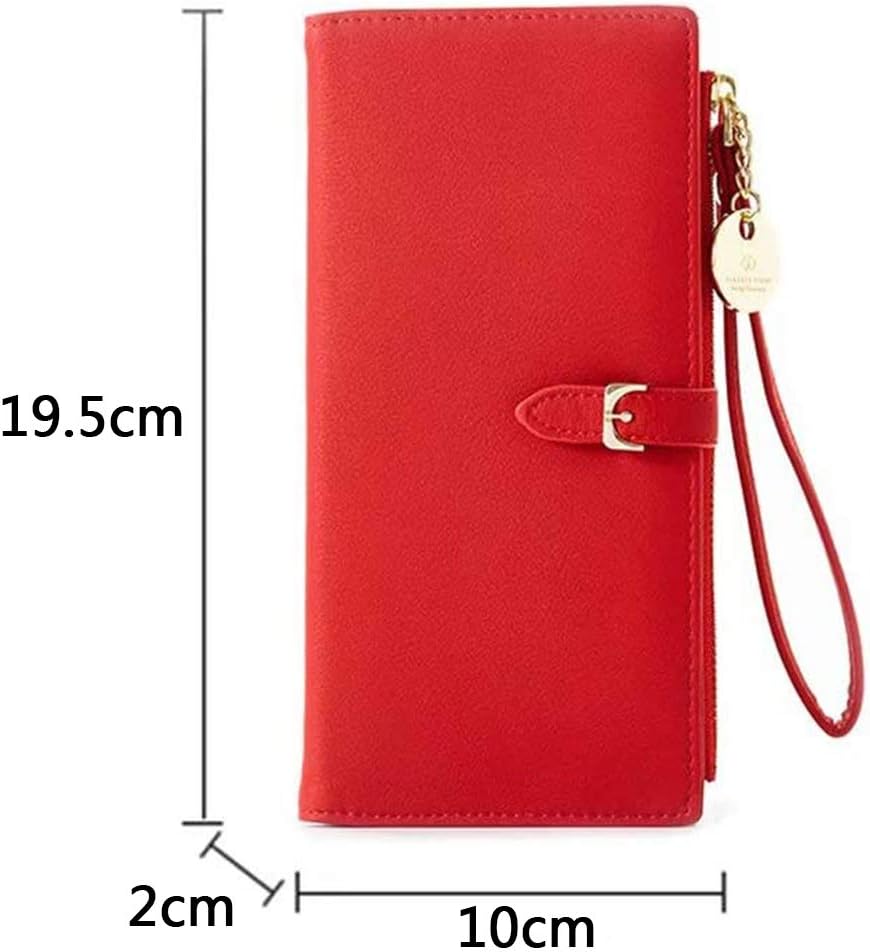 Wallet for Women NALCY Leather Wallet for Women with Zipper Pocket and Wrist Strap Ladies Large Capacity Genuine Leather Purse (Red) - Image 3