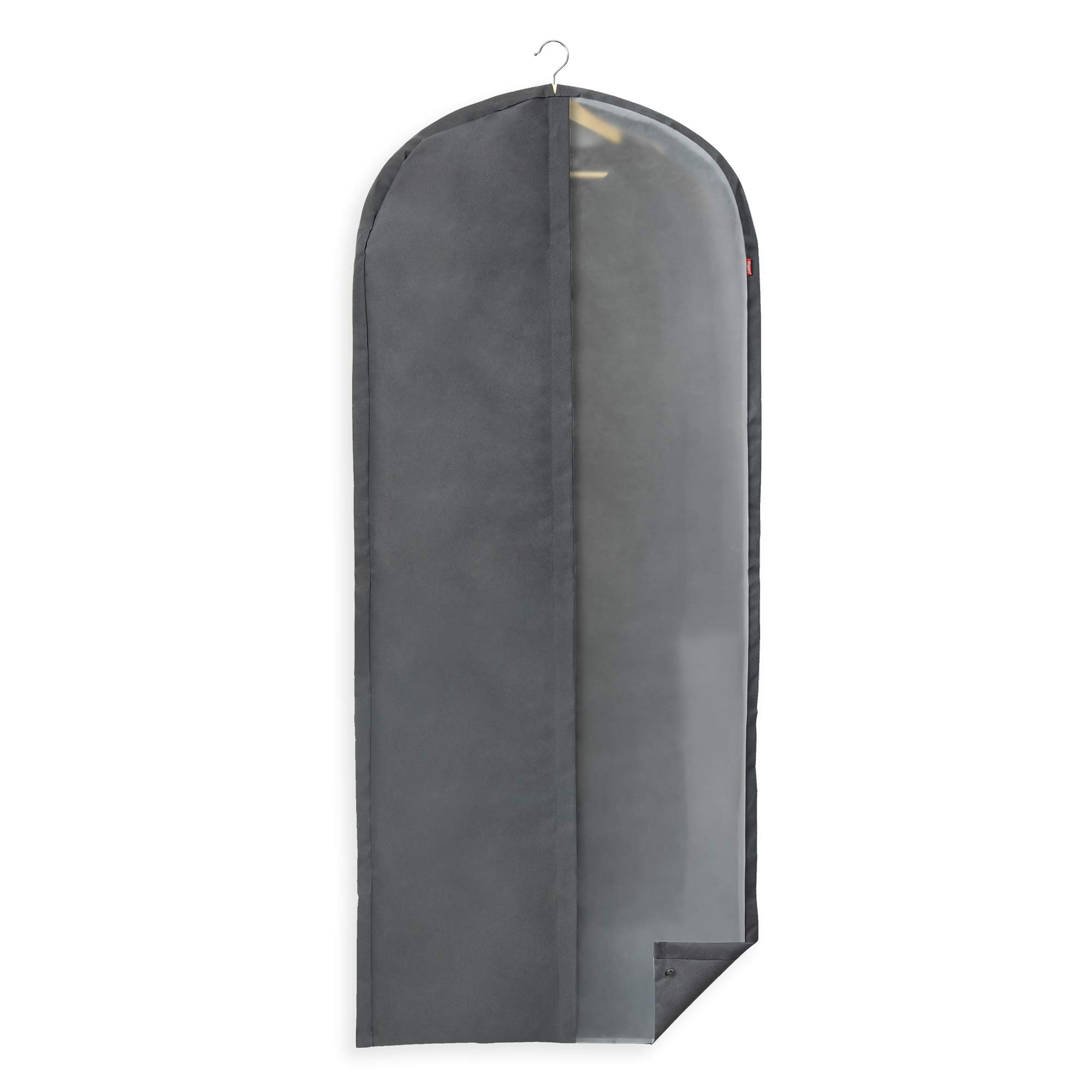 Rayen Wardrobe Clothes Zip-up Hanging Suit Dress Cover Resistant to dust, Moisture and Moths, Polyester, Dark Grey/Translucent, 60 x 150 cm