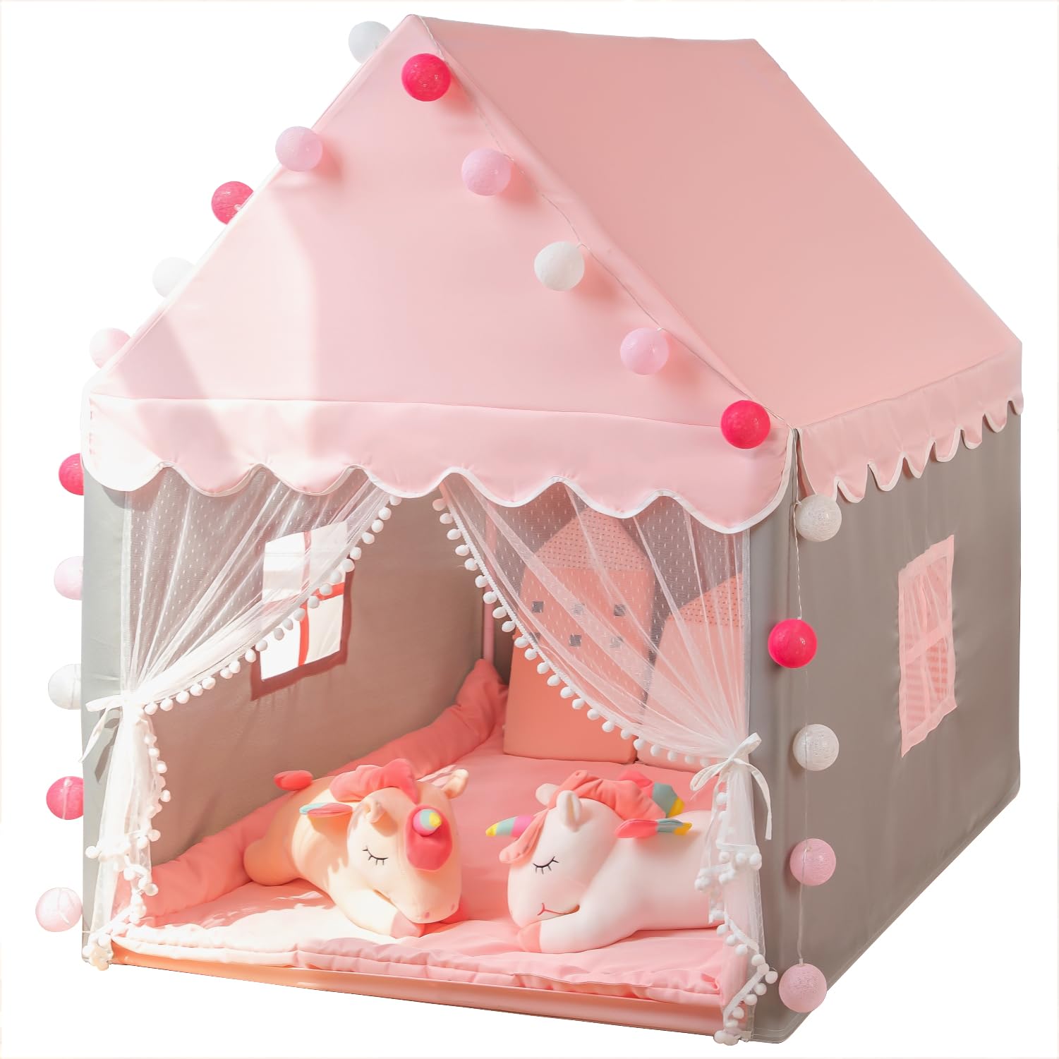 Avrsol Kids Play Tent with Padded Mat - Large Playhouse Children Play Castle Fairy Tent for Girls Birthday Gift