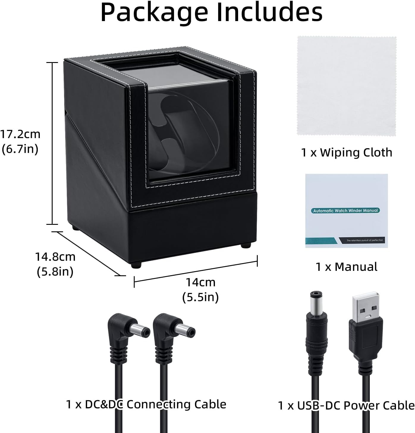 Mcbazel Mcbazel Watch Winder for Automatic Watches, Double Automatic Watch Winder Box with Quiet Japan-made Motor, Automatic Watch Display Storage Rotation Wristwatch Box with 2 Slots (Black PU Leather)