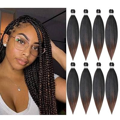 Buy Pre Stretched Braiding Hair Itch Free Easy Braid 1b 30 8 Packs 20 Inch Professional Yaki Texture Crochet Braids For Twist Hair Ombre Color Hair Extension Hot Water Setting Low Temperature Synthetic Fiber