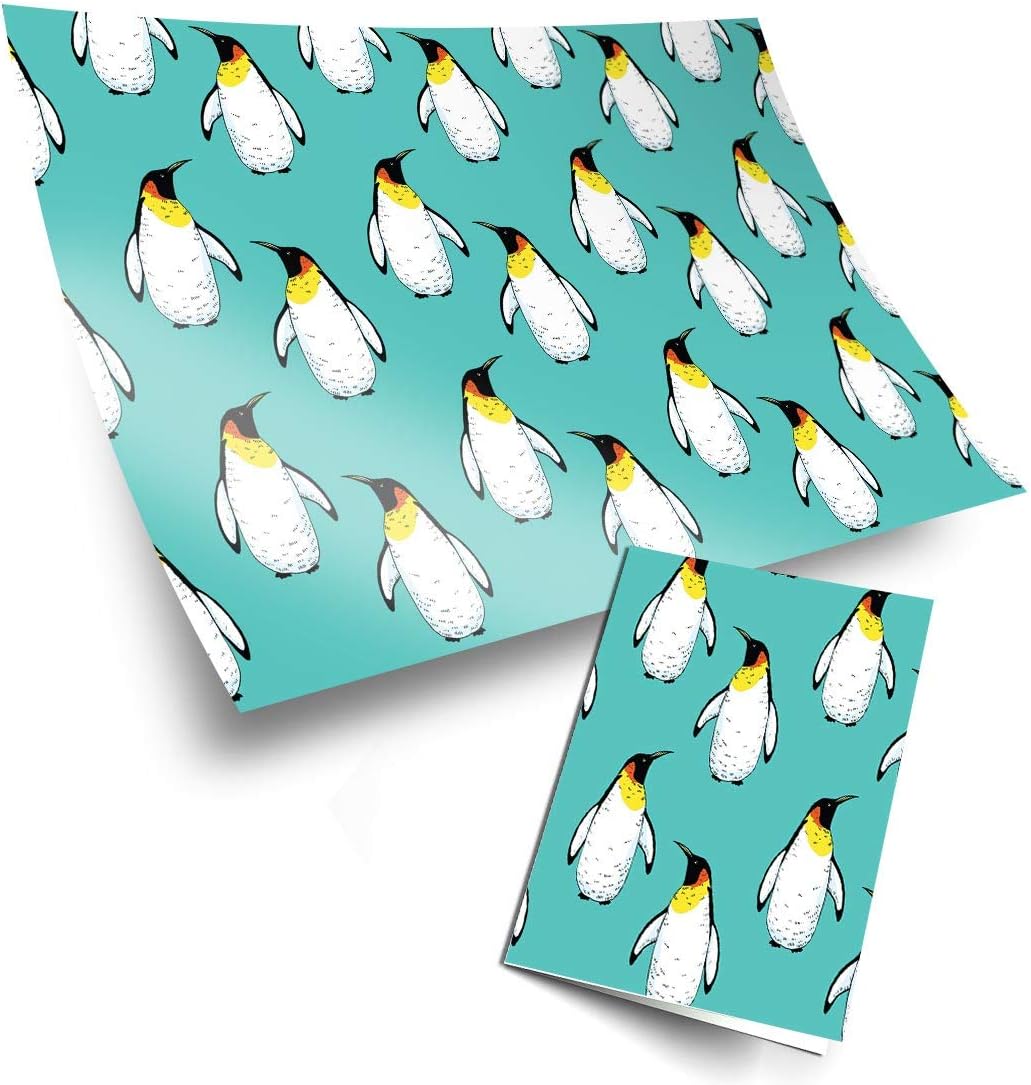 4 x Wrapping 70x50cm Paper EcoPrinted Cute Penguin Nature Animal