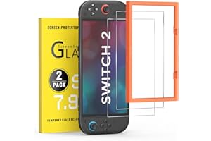 REALPOW 2-Pack Screen Protector for Nintendo Switch 2 [7.9''] 2025 Tempered Glass with Alignment Frame Bubble Free Ultra Resistant Transparent HD Clear