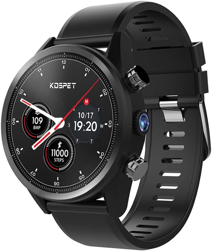 Feefine Kospet Smart Watch, Men’s Wrist Phone Watch1.39 Touch Screen 16GB ROM GPS Golf Watch IP67 Waterproof Fitness Tracker with Heart Rate Monitor Pedometer for Android iOS