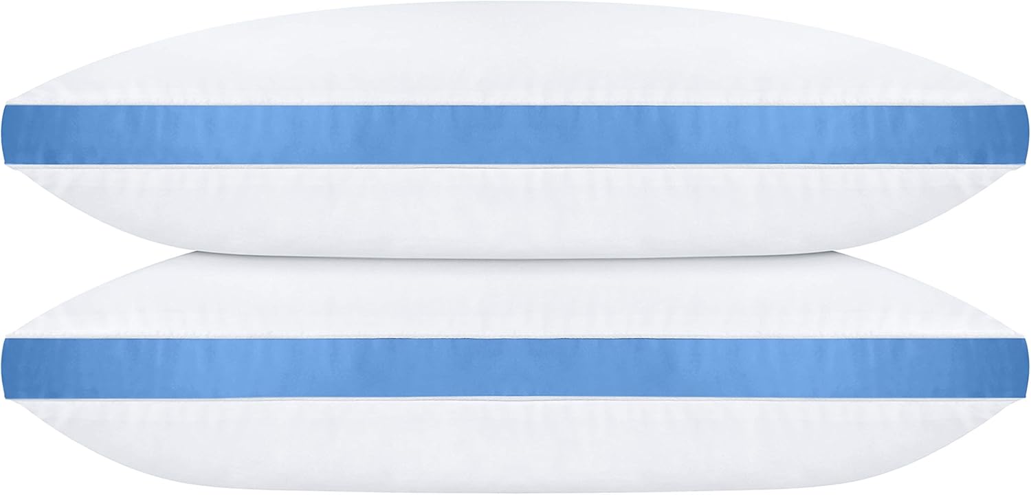 Utopia Bedding Gusseted Pillow (2-Pack) Premium Quality Bed Pillows - Side Back Sleepers - Blue Gusset - Queen - 18 x 26 Inches: Home & Kitchen