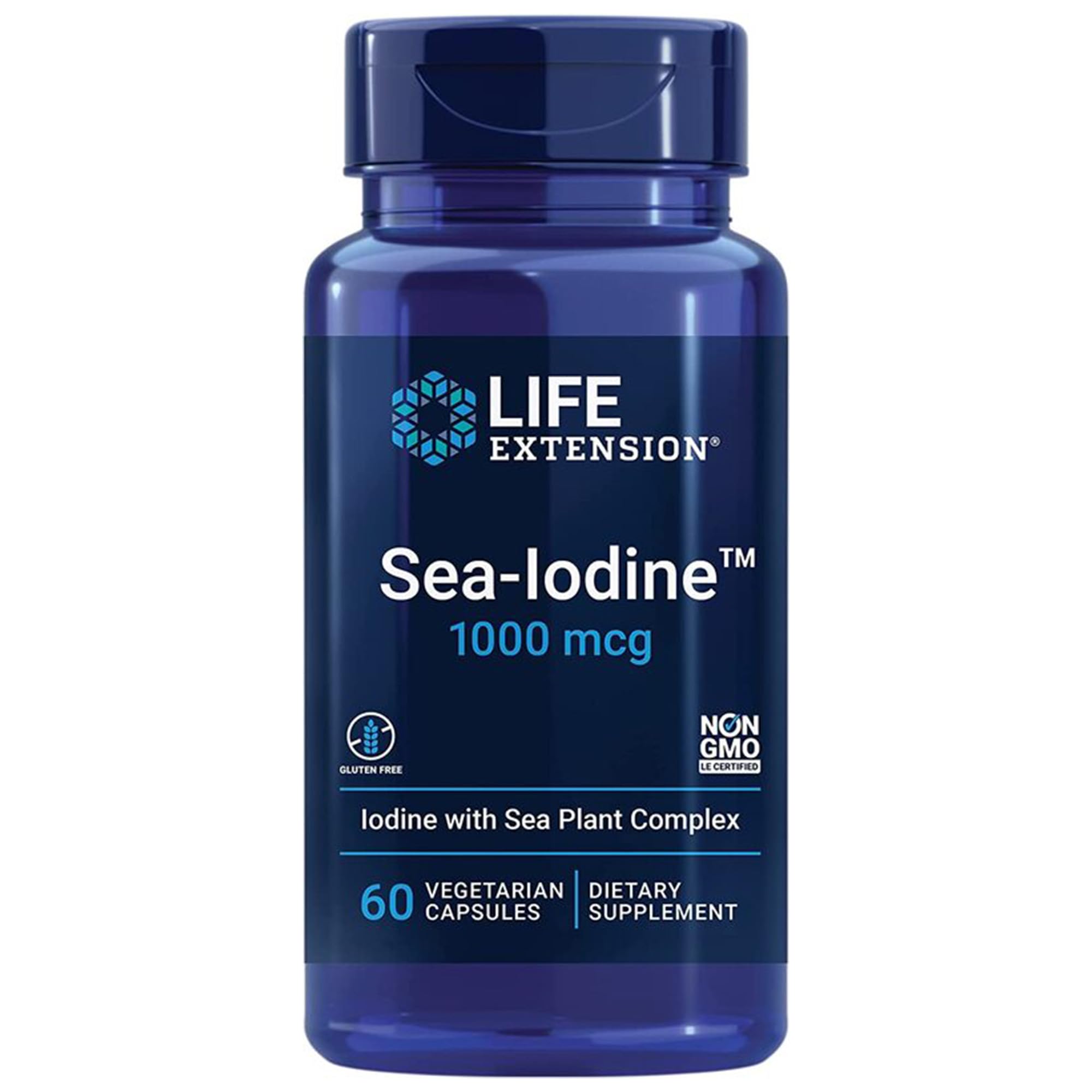 Life Extension, Sea Iodine, 1000mcg, Depot, High Dosed Iodine, 60 Vegan Capsules, Gluten Free, Vegetarian, SOYA Free, GMO Free