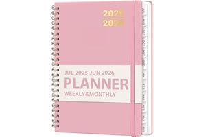 VALOME Planner 2025-2026 for Women & Men, Weekly and Monthly Calendar Notebook (July 2025 - June 2026), Hardcover Spiral Bound School Teacher Student Planner with Tabs, Inner Pocket, A5 (6.3" x 8.5")