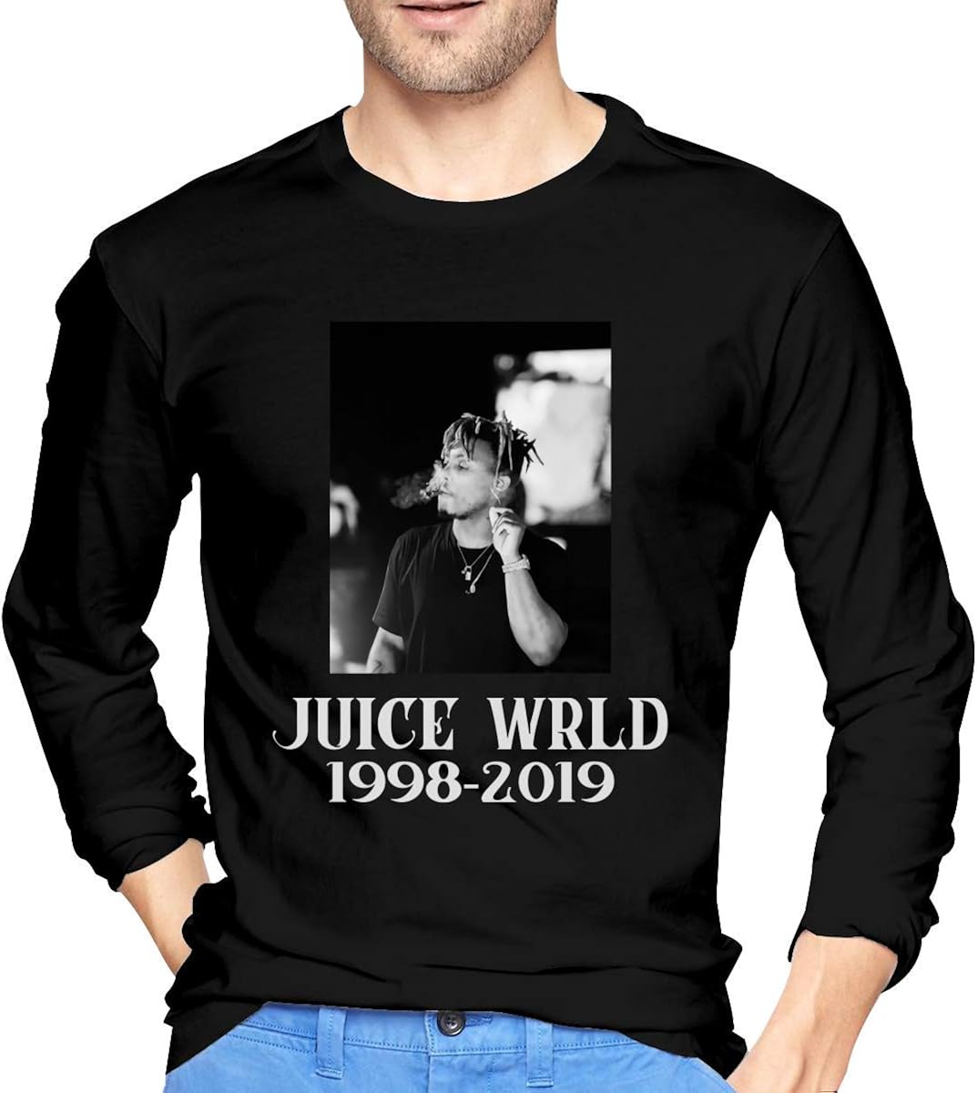 Yuantaicuifeng Juice WRLD Mans Long Sleeve Graphic Tshirts Black
