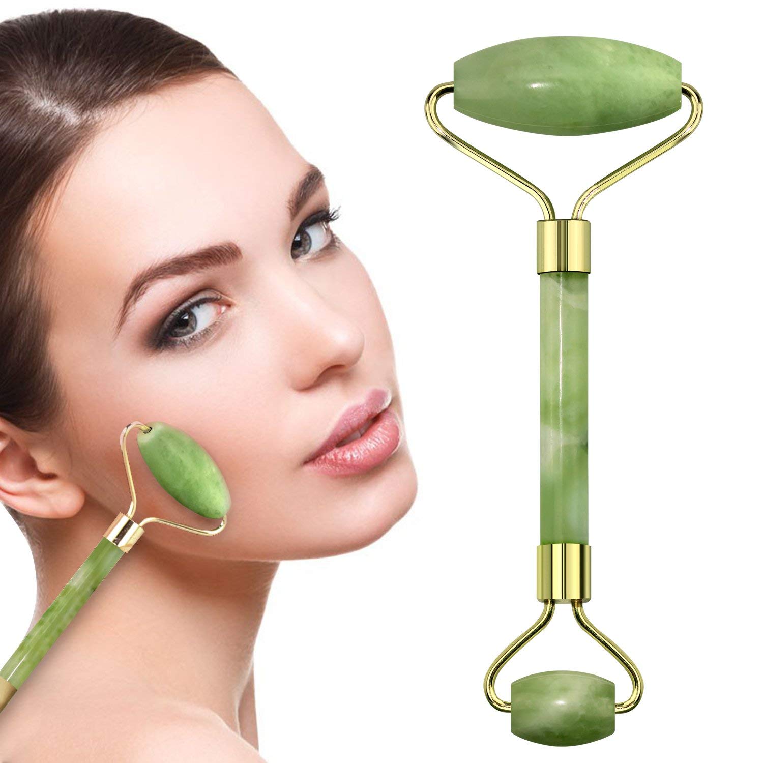 Ocim Jade Roller,Anti-aging 100% Natural Facial Jade Stone for Face and Eyes Massager-Rejuvenate Skin & Remove Wrinkles: Beauty