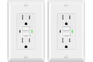 JusGold 2 Pack GFCI Outlet 15 Amp, TR Tamper Resistant, Self-Test GFI Receptacle with Wall Plate, Electrical Outlet for Bathroom Kitchen Garage, Ground Fault Circuit Interrupter, UL Listed, White