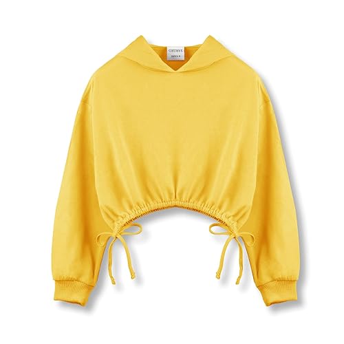 GBTBYS Yellow Crop Tops Hoodies for Girls 13-14 Years Tied Cute