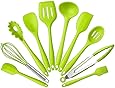 10Pcs/set Silicone Heat Resistant Kitchen Cooking Utensils Non-Stick Baking Tool tongs ladle gadget by BonBon (Green)