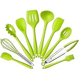 10Pcs/set Silicone Heat Resistant Kitchen Cooking Utensils Non-Stick Baking Tool tongs ladle gadget by BonBon (Green)