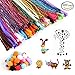 500 Pieces Pipe Cleaners Set, Including 300 Pcs 26 Colors Chenille Stems, 100 Pcs 6 Size Wiggle Googly Eyes and 50 Pcs Pom Poms for Craft DIY Art Supplies