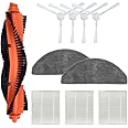 Moupaa 10 Pack Accessories Kit for Xiaomi E10 E12 B112 Robot Vacuum Replacement Spare Parts, 1 Main Brush, 4 Side Brushes, 3 Filters, 2 Mop Clothes