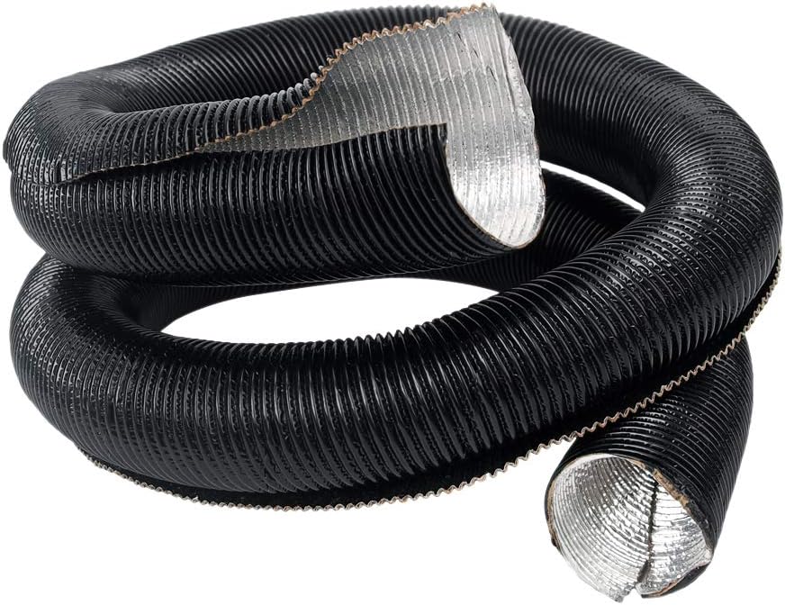 HiwowSport Opening Shape Silver Thermo-Flex Wire-Hose Insulation Cool-Tube Heat Shield 3FT Fit Any Diameter Black Color