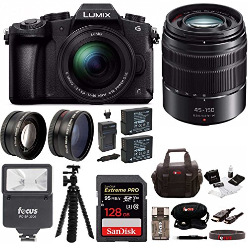 Panasonic-LUMIX-G85MK-w-12-60mm-45-150mm-2-Lens-Kit-128GB-Bundle