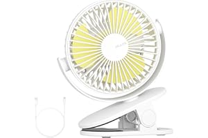 JISULIFE Clip on Desk Fan, Mini Stroller Fan with Strong Wind, 4 Speed Modes, Quiet Small USB for Outdoor Camping Golf Cart I