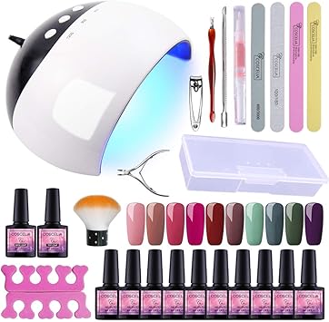 Kit Vernis Semi Permanent Saint Acior Nail Art Lampe Uv Led 24w Lot De 10 Pc Vernis à Ongle Kit De Nail Art Outil Décor Gel Polish Soak Off Gel