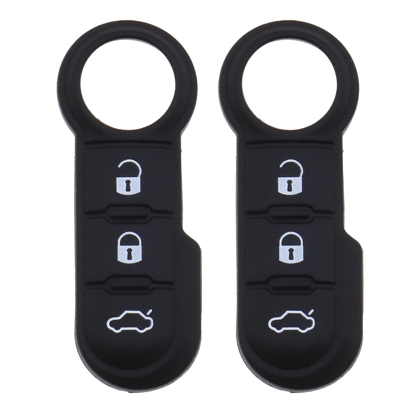 eMagTech 2PCS 3 Button Car Key Silicone Pad Protector Cover Case Compatible with Fiat 500 Abarth Panda Punto Bravo Black Waterproof Scratch-resistant Auto Accesories