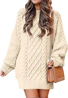 Oversized Cable Knit Tunic Sweaters 