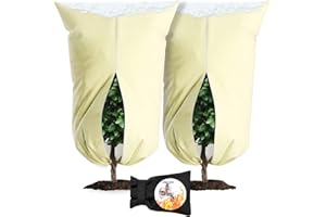 Upgrade Plant Cover Freeze Protection, AIRSFISH 2 Packs 39"x47" 3 oz/yd² Thicken Frost Cloth Blankets Large for Trees Drawstring Bag Reusable with Zipper for Potted Winter Cold Weather Garden Supplies