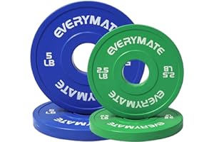 EVERYMATE Fractional Weight Plates - Olympic Bumper Plates for Cross Training - Steel Insert - 1.25LB, 2.5LB, 5LB