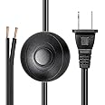 2-Pack Floor Foot Cord Switch UL Listed, Foot Pedal Push Inline Switch On-Off Control Wire Cable Power Plug for LED Lights, Halogen and Incandescent Bulbs lamp,5Ft 18AWG